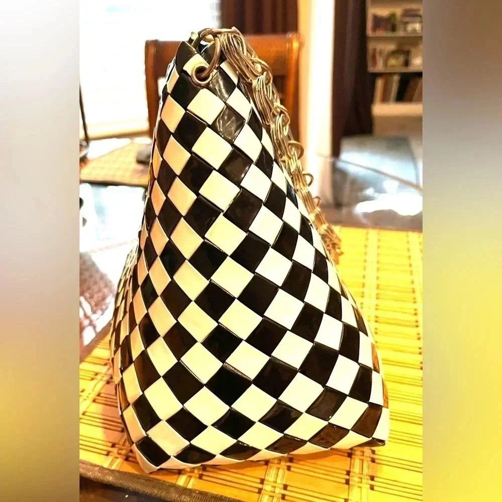 Nahui Ollin Black and White Checkered Shoulder Bag - Picture 5 of 7